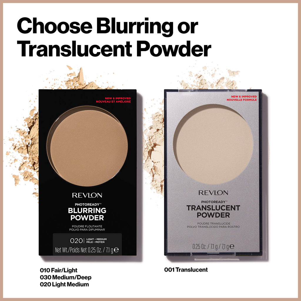 Revlon PhotoReady Blurring Face Powder Makeup, Longwear, Light-Medium Coverage, Stocking Stuffer for Her, Shine & Oil-Free, 020 Light Medium, 0.25 oz