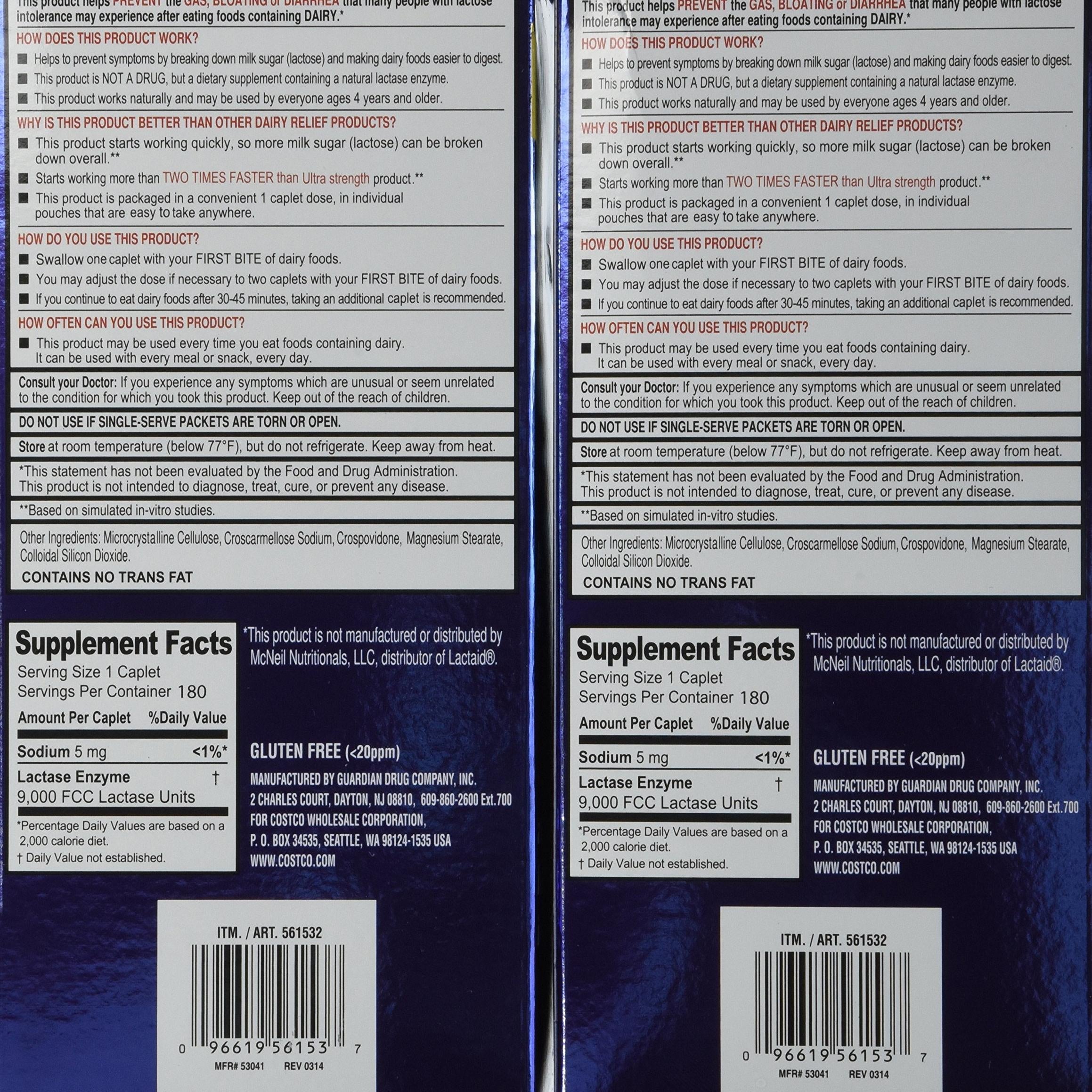 Kirkland Signature Fast Acting Lactase, (2 Pack), 360 Ct Caplets